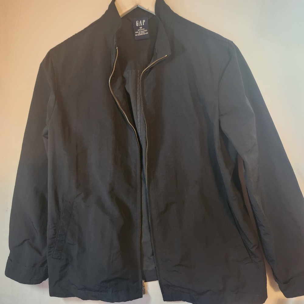 Y2k Gap Mens Harrington Bomber Jacket Black Full Zip Mock Neck Lightweight‎